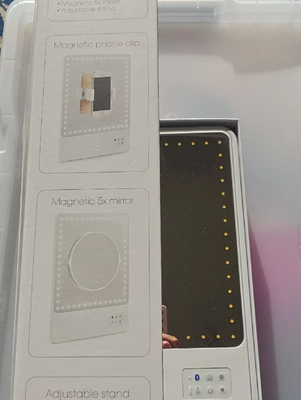White Lighted Vanity Mirror with Bluetooth & 5X Magnification